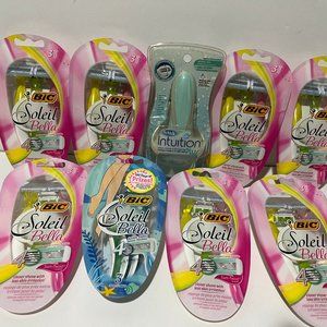 SCHICK INTUITION PLUS , BIC SOLEIL BELLA, Women's Razor 9 pack Bundle .NEW!!